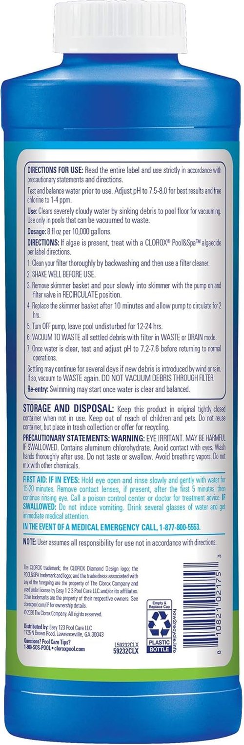 Clorox® Pool&Spa™ Pool Sink Flocculant - Clears Debris & Algae | 1 Quart (Pack of 1)
