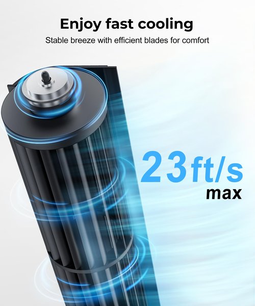 Abolee Tower Fan, 23ft/s Desk Fan, 70° Oscillating Table Fan for Bedroom, Standing Table Fan with 3 Modes, 2024 New 13 Inch Bladeless fan for Bedroom, Home,Office Gray
