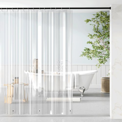 NICETOWN Shower Curtain Liner 70x72, Clear Shower Curtain with 12 Stainless Hooks & 3 Magnets, Premium Heavy-Duty PEVA Waterproof & Non-Toxic Material Bathroom Accessories with Grommets, 1 Panel