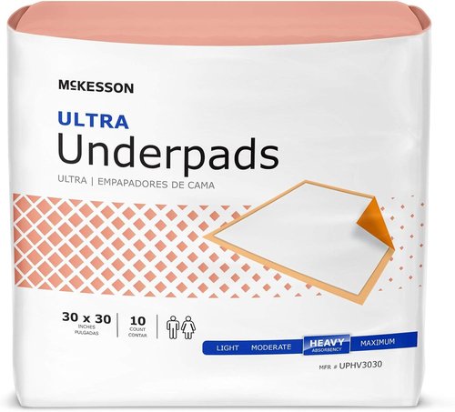 McKesson Ultra Underpads - Heavy Absorbency Incontinence Bed Pads | 30" x 30" | 100 Count