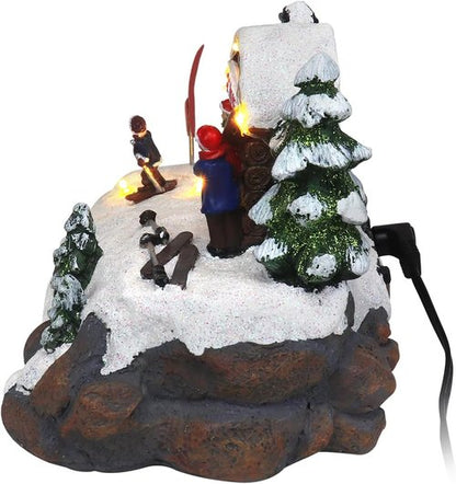 Christmas Village Pre-Lit Tabletop Ski Down The Mountain | Perfect Indoor Home Decoration