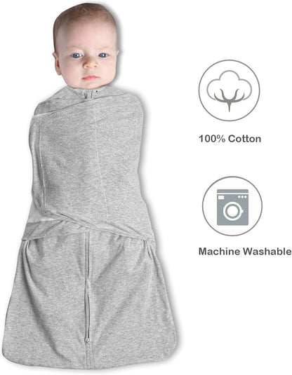 Skiennix Baby Sleep Sack Swaddle - 3-Way Adjustable 100% Organic Cotton | 2 Pack for 3-6 Months (Blue & Grey)