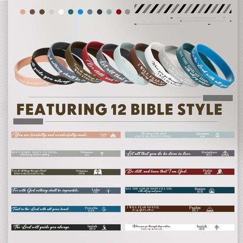 Ecation Bible Verses Bracelets - Inspirational Silicone Wristbands for Easter & Parties | Bulk Rubber Wristbands