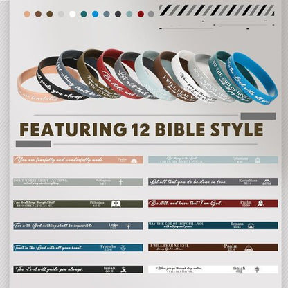 Ecation Bible Verses Bracelets - Inspirational Silicone Wristbands for Easter & Parties | Bulk Rubber Wristbands