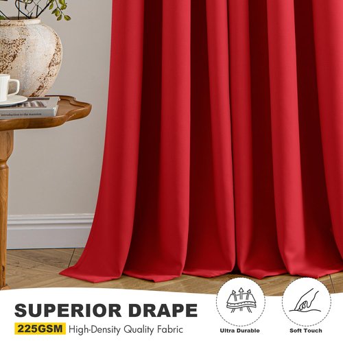 MIULEE Christmas Red Blackout Curtains for Bedroom Living Room 84 Inches Long 2 Panels, Thermal Insulated Room Darkening Drapes Solid Grommet Top Light Blocking Window Treatments 40x84 Inch