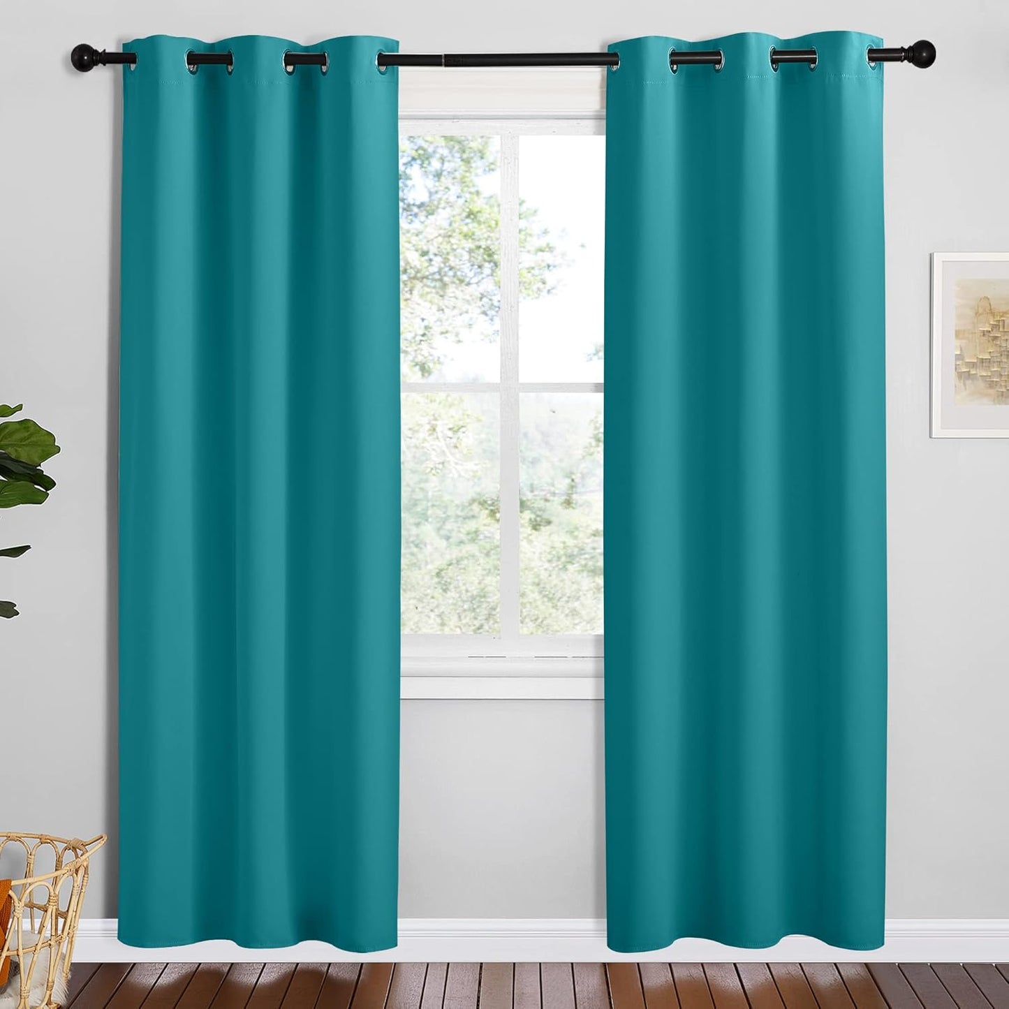 NICETOWN Room Darkening Curtains - Thermal Insulated Blackout Panels, Peacock Teal, 78 Inch Length, 2 Pieces