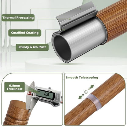 HTZON 2 Pack Wood Curtain Rods 48 to 84 Inch,1 Inch Adjustable Curtain Rod,Netted Texture Window Curtains Rods,Farmhouse Rustic Heavy Duty Curtain Rods,Brown Wood Grain Decorative Drapery Rods 36-88"