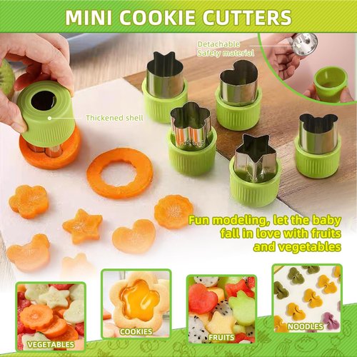 13Pcs Melon Baller Spoon Set,4 in 1 Stainless Steel Fruit Scooper Seed Remover Cutter, Peeler, 3 in 1 Avocado Slicer Tool,Fruit Cutters Shapes, Apple Slicer and Corer,Watermelon Knife,Green