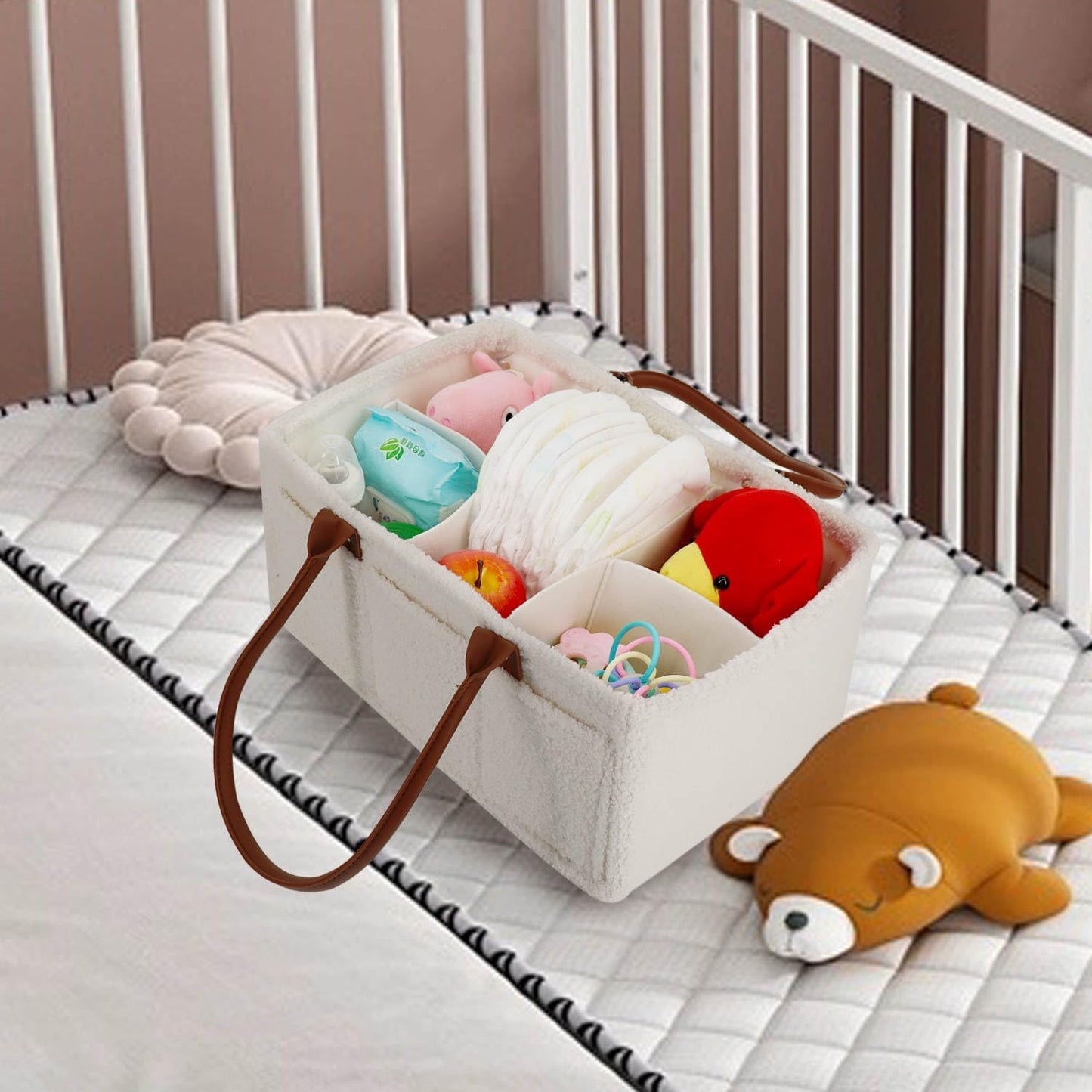 Skiennix Baby Diaper Caddy - Stylish Car Organizer & Nursery Storage Bin | Essential Baby Shower Gift