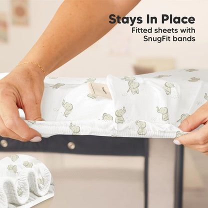 Elly Mini Crib Sheets - 2-Pack Fitted Organic Cotton Playard Bedding, Soft & Breathable 38x26