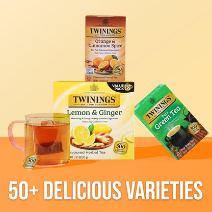 Twinings Herbal Tea - Orange & Cinnamon Spice, Naturally Caffeine-Free, 20 Individually Wrapped Bags (Pack of 2)