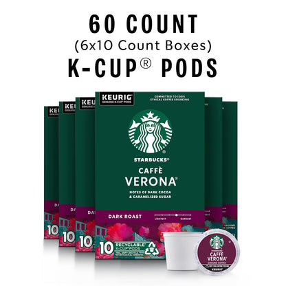 Starbucks K-Cup Coffee Pods - Dark Roast Caffè Verona for Hot or Iced Coffee | 60 Pods