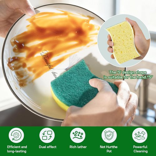 Heavy Duty Scrub Sponge - 9 Pack Tough Cleaning Tool for Grills, Stovetops & Pots