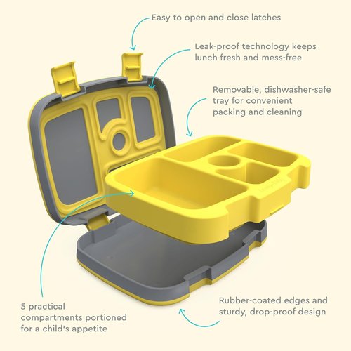 Bentgo Kids Prints Bento-Style Lunch Box - Leak-Proof, 5 Compartments, Durable & Dishwasher Safe (Construction Trucks)