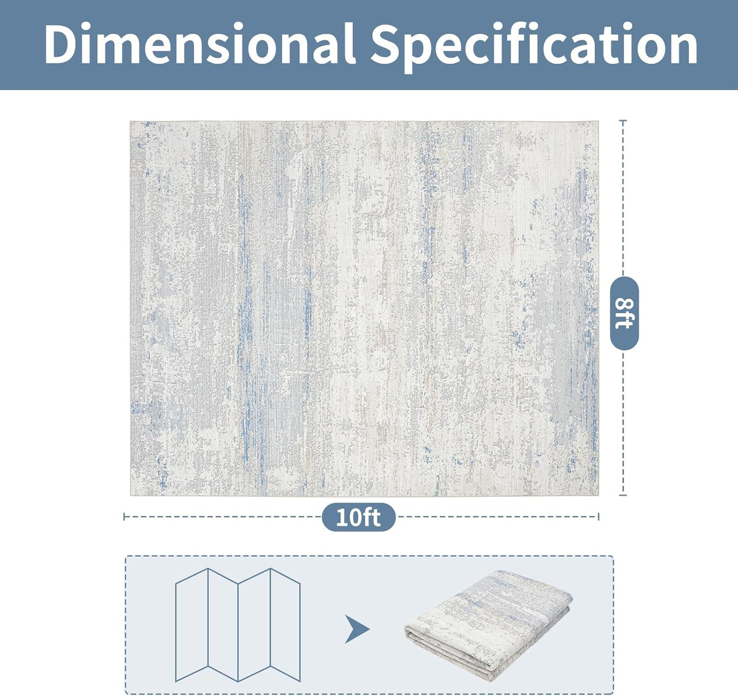Skiennix Washable Area Rug - Modern Abstract Design, 8x10 Size, Soft Low Pile with Non-Slip Backing