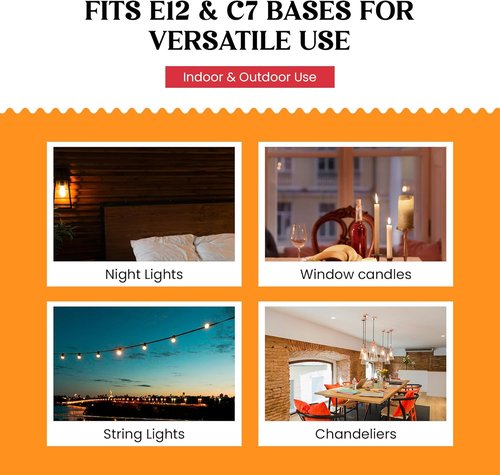 Creative Hobbies® Replacement Light Bulbs - 7W E12 Clear Incandescent Candelabra for Electric Candle Lamps & Chandeliers | 12 Pack