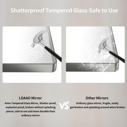 LOAAO 55X36 Inch Brushed Nickel Bathroom Mirror, Rounded Rectangle Silver Metal Frame Mirror, Brushed Nickel, Anti-Rust, Shatter Proof, Hangs Horizontally or Vertically