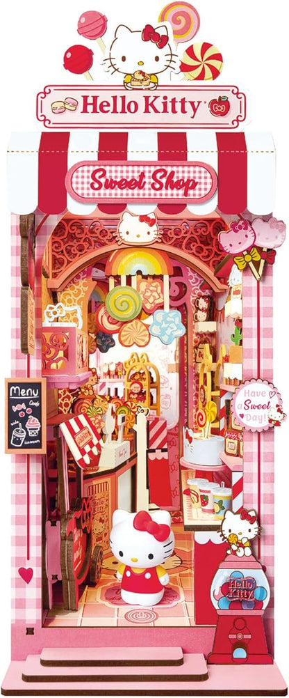 Sanrio Hello Kitty Sweet Shop Book Nook Kit - DIY Miniature Shelf Insert with Touch LED - 149-Piece 3D Puzzle for Adults & Teens
