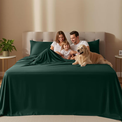 Utopia Bedding Queen Size Sheet Set - Soft, Breathable Microfiber, 4-Piece in Emerald Green | Oeko-Tex Certified