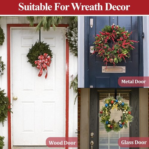 GP Life Wreath Hanger - Adjustable 15 to 25 Inches for 20 lbs Wreaths | Black Front Door Decor