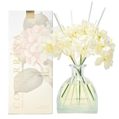 COCORRÍNA Reed Diffuser - 8.5 Oz Clean Linen Reed Diffuser with 8 Sticks for Home Bathroom Shelf Decor (Simple Luxe Collection)