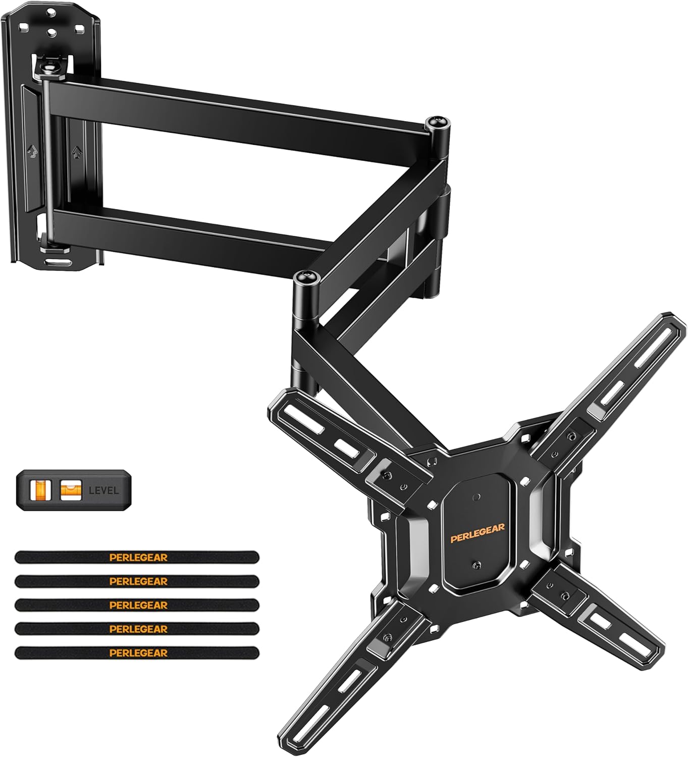 Perlegear Long Arm TV Wall Mount - Full Motion Bracket for 32-65" TVs | 37.4" Extension, Max VESA 400x400mm, Swivel & Tilt, Holds Up to 110 lbs
