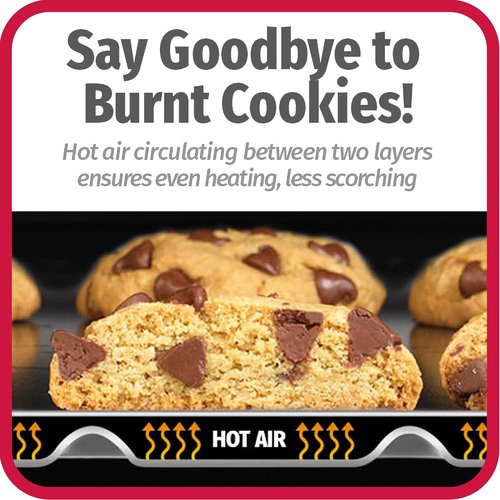 GoodCook AirPerfect Cookie Sheets Set - Nonstick Carbon Steel for No-Burn Baking | 16 x 14-Inch, Gray