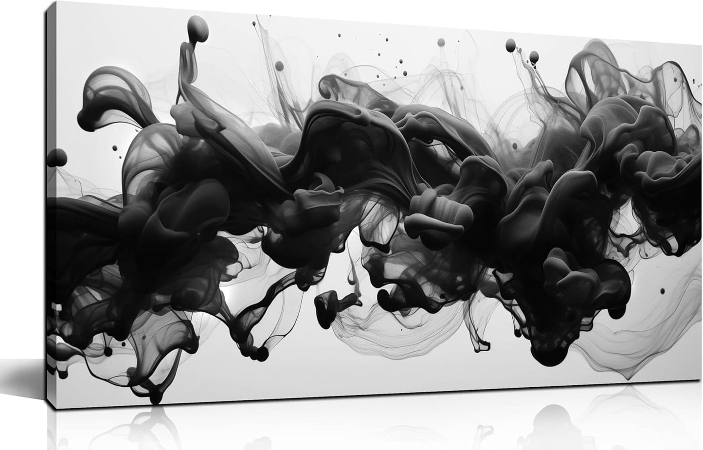 Abstract Black Wall Art - Contemporary Minimalist Canvas Print for Living Room | 40x20 Inches