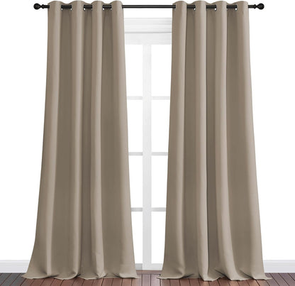 NICETOWN Taupe Blackout Curtains - 96" Long, 55" Wide | Sound-Reducing Heat & Cold Block Panels for Modern Rooms