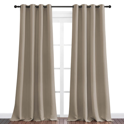 NICETOWN Taupe Blackout Curtains 96" Long for Office, 55" Wide, 2 Pieces, Dining Room, Guest Room, Sound Reducing Heat and Cold Block Curtain Panels for Modern Room Decorative