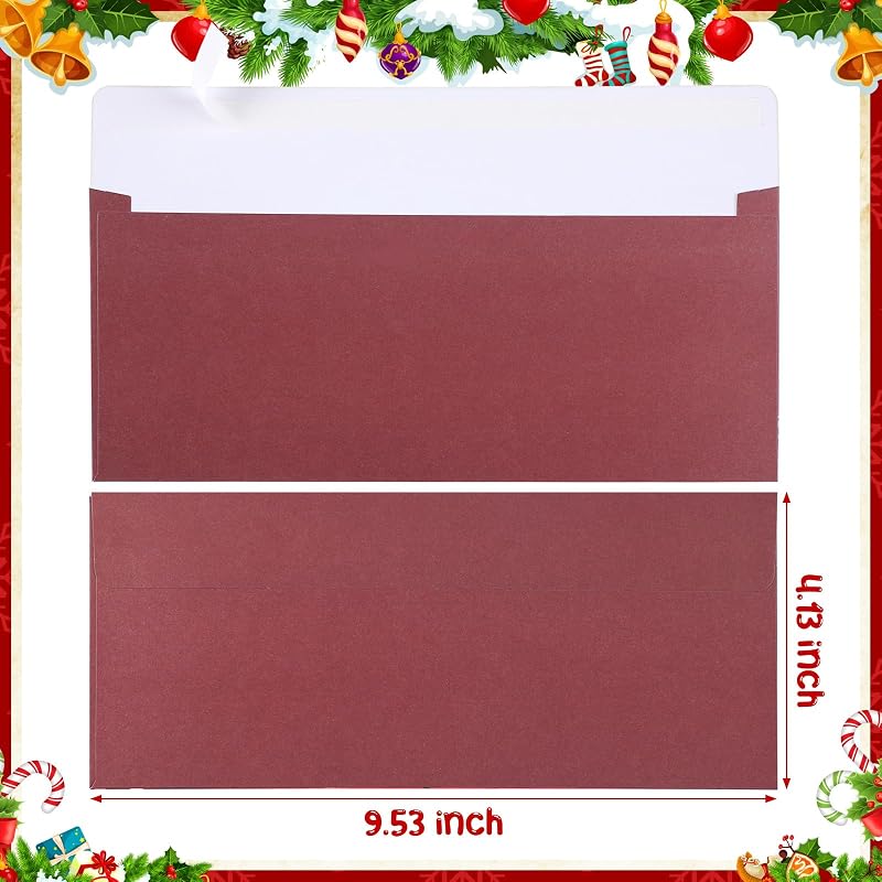 Christmas Envelopes #10 Self Seal 60 Pcs, 4 Styles – Classic Design, 250g Paper