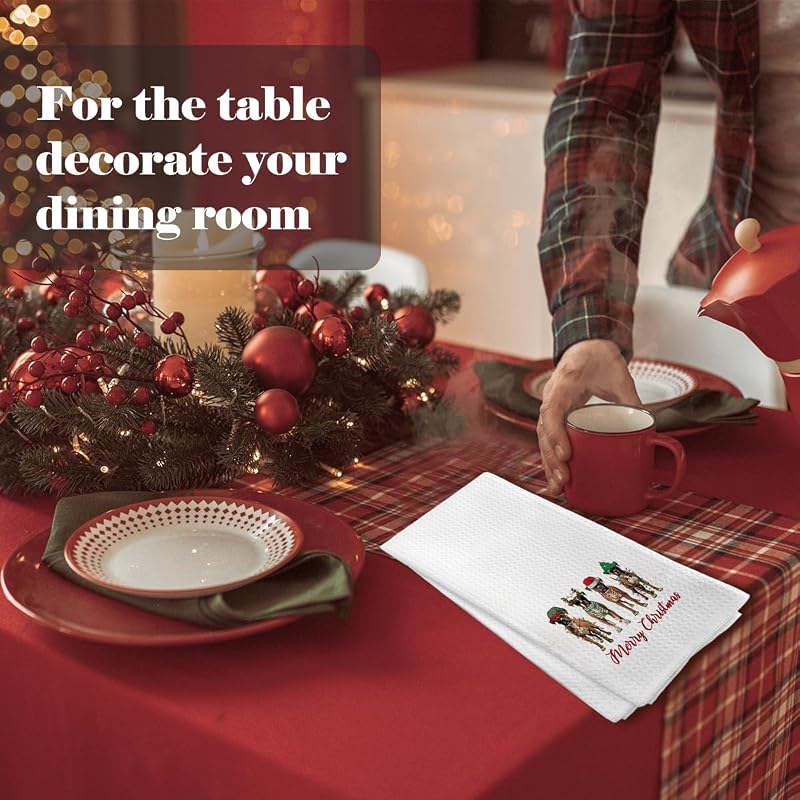 Christmas Boxer Dog Kitchen Towels - 24x16 in Flour Sack Hand Towels, Holiday Decor - Variation: Dog3