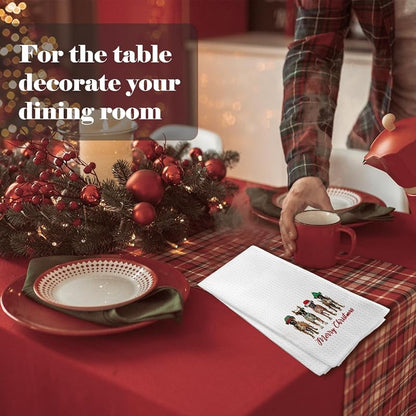 Christmas Boxer Dog Kitchen Towels - 24x16 in Flour Sack Hand Towels, Holiday Decor - Variation: Dog3