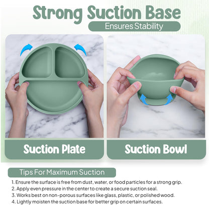 O'doe Baby Weaning Set – 15 Pcs Silicone Baby Feeding Set with Suction Plate, Bowl, Bib, Sippy Cup, Fruit Feeder & Freezer Tray – Baby Plates and Bowls Set for 3M+ | BPA-Free Baby Dishes & Utensils
