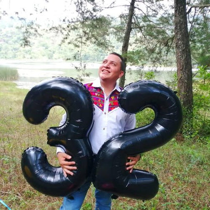Black Number 1 Balloon - 40 Inch Shiny Birthday Decoration for Baby Boy or Girl