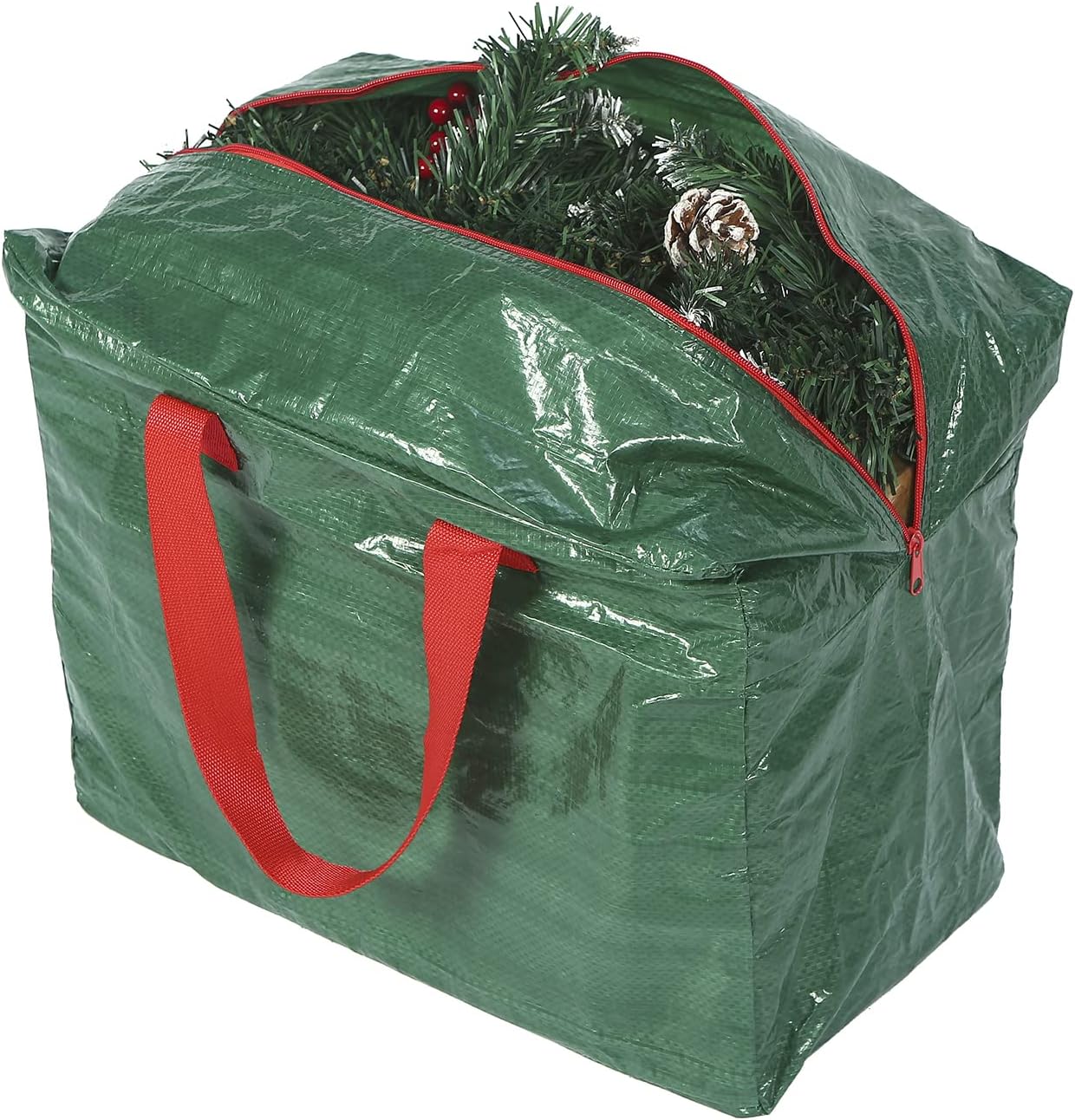 Sattiyrch Christmas Garland Storage Bags - Waterproof Dual Zipper Design with Card Slot | 2-Pack (Green)