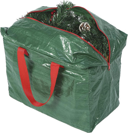 Sattiyrch Christmas Garland Storage Bags - Waterproof Dual Zipper Design with Card Slot | 2-Pack (Green)