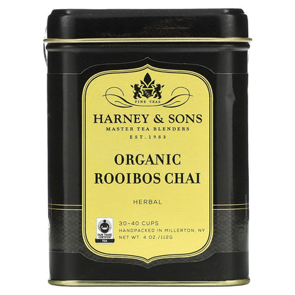 Harney & Sons Organic Rooibos Chai, Herbal Tea, Caffeine Free , 4 oz (112 g)