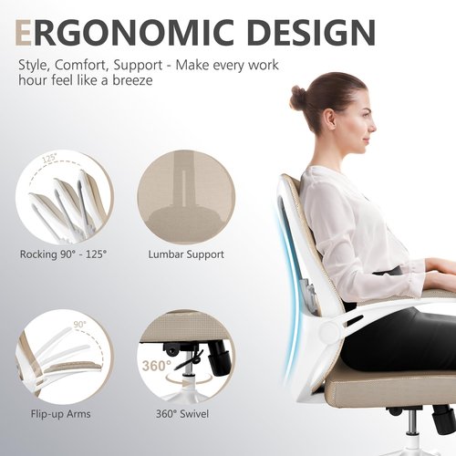 balmstar Office Chair Desk Chair, Ergonomic Mesh Computer Chair with 90-130° Recline & 360° Smooth-Rolling Casters, Adjustable Lumbar Support Task Chair for Home Office, Comfortable for Women, Teens