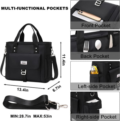 Weitars Insulated Lunch Bag - Leak-Proof Extra Large Tote with Removable Shoulder Strap & Side Pockets