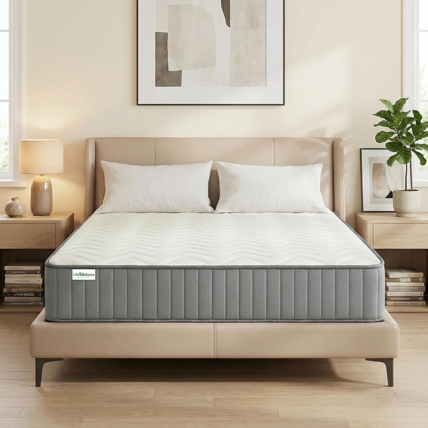 Serene 10 Inch King Hybrid Mattress - Premium Cooling Gel Memory Foam & Pocketed Coils for Spine Alignment | Medium Firm, Fiberglass-Free, CertiPUR-US Certified, Made in USA