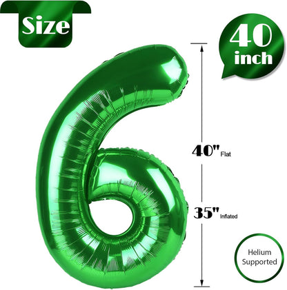 Number 6 Balloon by [Brand Name] - 40 Inch Dark Green Giant Foil Balloon for 6th Birthday Party Decorations