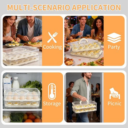 Deviled Egg Carrier by [Brand Name] - Durable 2-Layer Plastic Container with Lid | Holds 40 Eggs, Easy Carry Handle