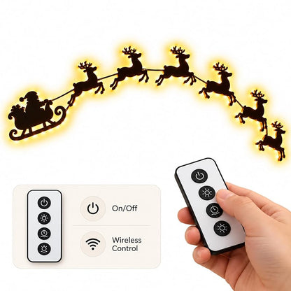 3D Light Up Wooden Reindeer Christmas Decor LED Wall Decoration - Variation A