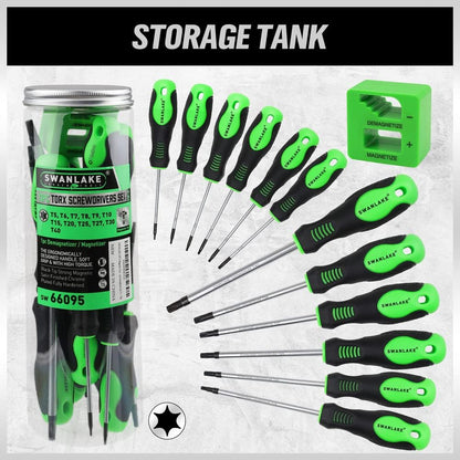 SWANLAKE Magnetic Torx Screwdriver Set - 13-Piece Star Screwdriver Set T5 to T40