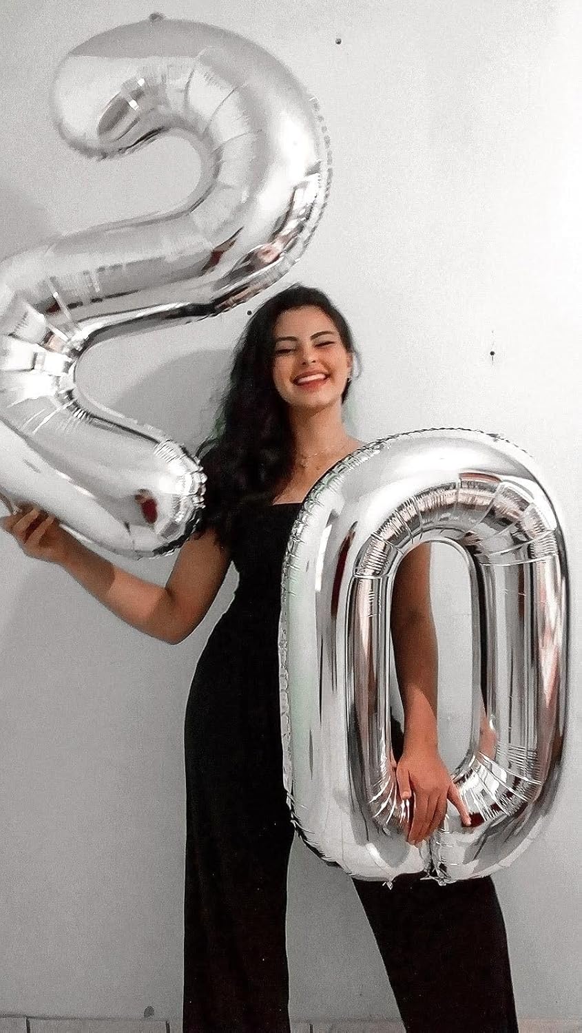 Number 20 Balloon - Silver 40 Inch Foil Balloon for Happy 20th Birthday & Special Events