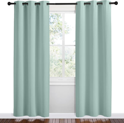 NICETOWN Aqua Blue Room Darkening Curtains - Thermal Insulated Grommet Drapes, 42" W x 78" L, Set of 2