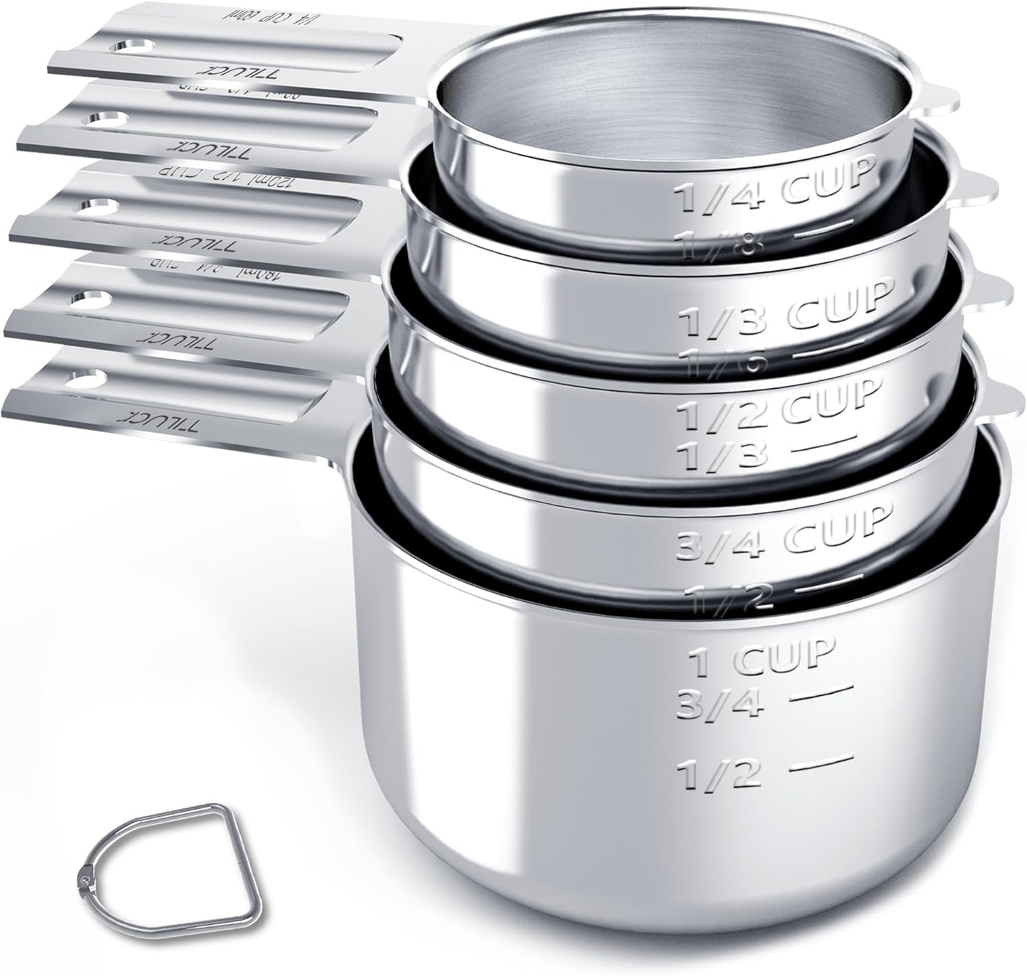 TILUCK Stainless Steel Measuring Cups Set - Essential Kitchen Gadgets for Cooking & Baking | Set of 5