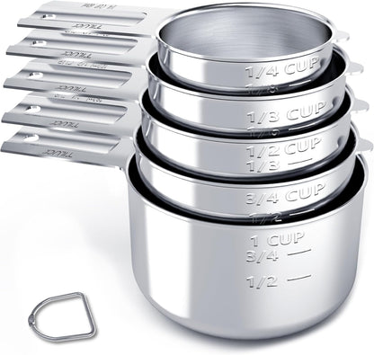 TILUCK Stainless Steel Measuring Cups Set - Essential Kitchen Gadgets for Cooking & Baking | Set of 5