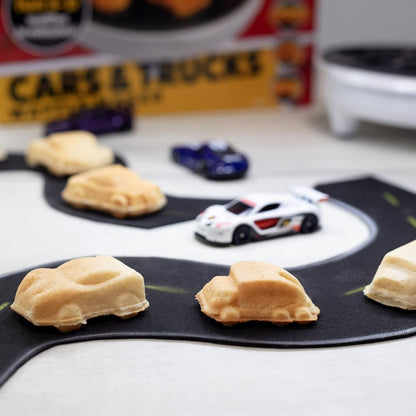 Skiennix Car Mini Waffle Maker - Create 7 Race Car & Truck Shaped Pancakes | Non-Stick Electric Waffler for Kids & Adults